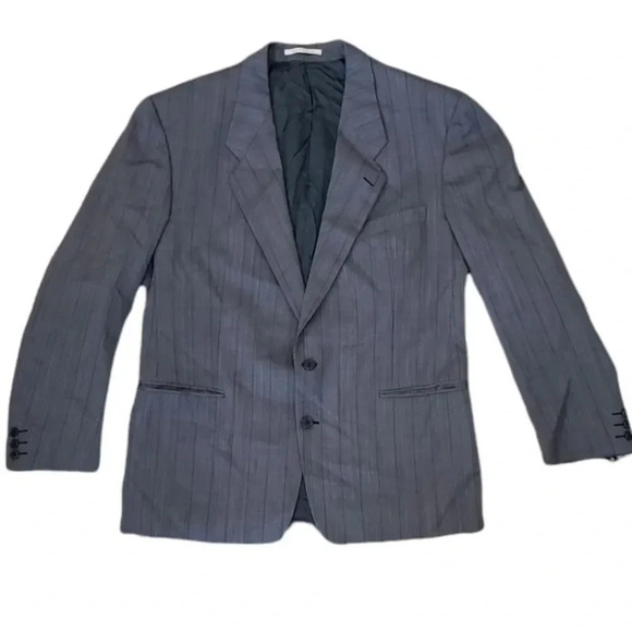 Yves Saint Laurent Gray Pure Wool Striped Blazer 46R - Picture 1 of 6